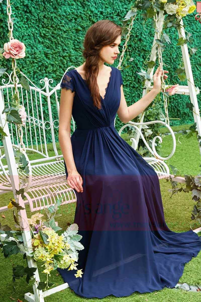 robe de soirée bleu marine Rome - Ref L787 - 01