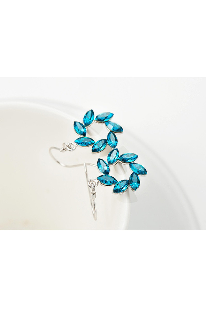 Stone blue statement earrings crochet - Ref B091 - 01