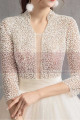Robe Chic Pour Mariage Haut Façon Veste En Perles Grande Jupe Avec Traîne - Ref M1913 - 02