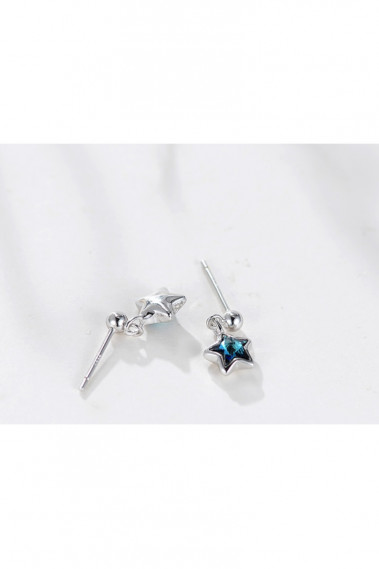 Blue topaz star stud earrings wedding - B095 #1