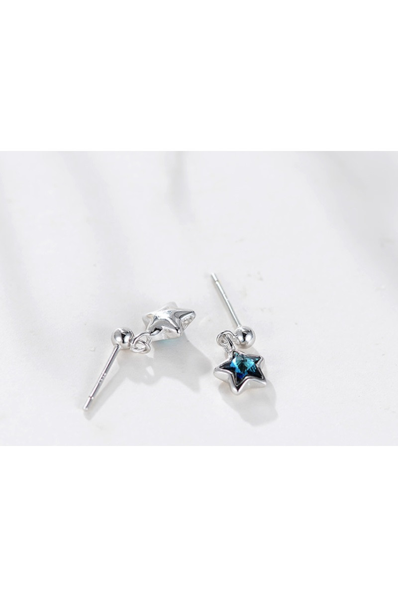 Boucles d'oreilles étoile bleu mariage - Ref B095 - 01