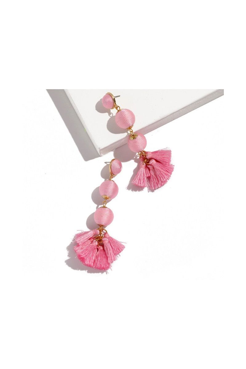 Beautiful Pink Tassel Drop Earrings - Ref B0111 - 01