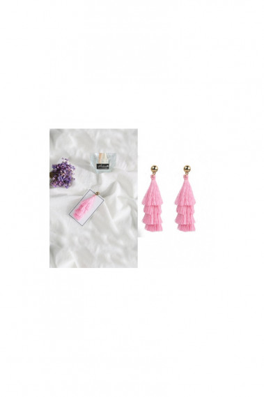 Pink tassel earrings for bohemian look - B0100 #1