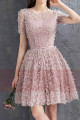 robe cocktail vieux rose manche courte dos ferme - Ref C882 - 04