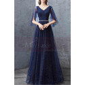 Long Navy Blue Evening Dress With Ruffle Sleeves - Ref L1931 - 06