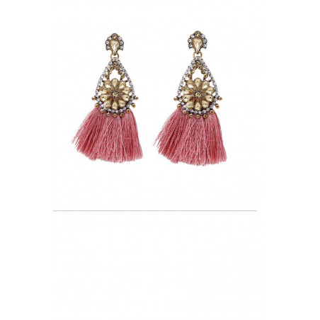 Fancy pink tassel earrings gold clasp