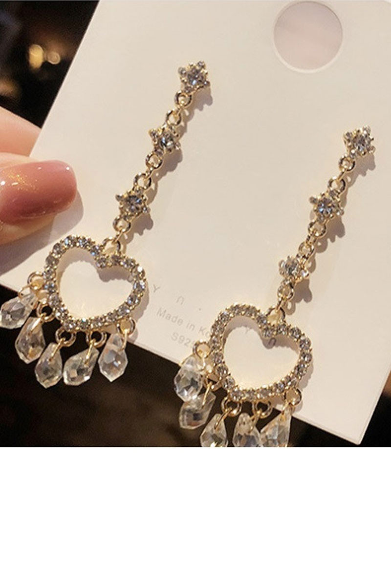 Crystal golden earring designs wedding - Ref B101 - 01