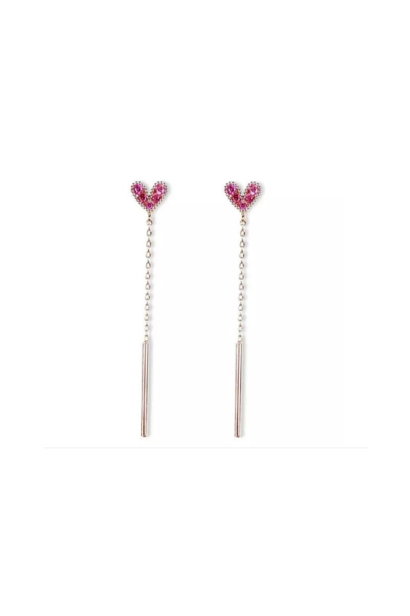 Beautiful pink pendant heart earrings - Ref B105 - 01