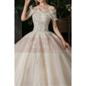 Puffy Goddess Wedding Dress With Sparkling Ruffle Neckline - Ref M1255 - 05