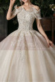 Puffy Goddess Wedding Dress With Sparkling Ruffle Neckline - Ref M1255 - 05