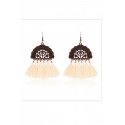 Bijoux oreilles demi-cercle pompon rose - Ref B0108 - 02