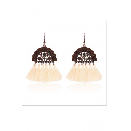 Bijoux oreilles demi-cercle pompon rose