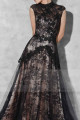 robe de soirée dentelle noir chic col montant - Ref L764 - 05