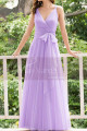 Jolie Robe Demoiselle d'Honneur Lilas Longue Sans Manche - Ref L1231 - 04