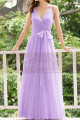 Lilac Bridesmaid Dresses Tulle Long With Bow Belt - Ref L1231 - 04