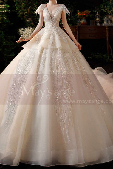 Luxury Wedding Dress Large Wide Skirt And Precious Ornaments - M1261 #1