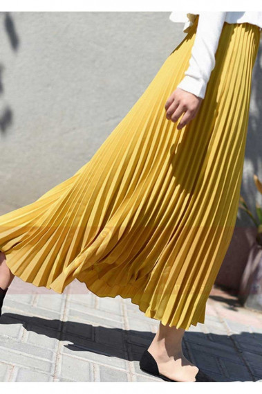 jupe plisse jaune mode femme - ju061 #1