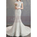 High Collar Lace Mermaid Wedding Gowns With Sleeves - Ref M1907 - 09