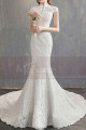 High Collar Lace Mermaid Wedding Gowns With Sleeves - Ref M1907 - 09