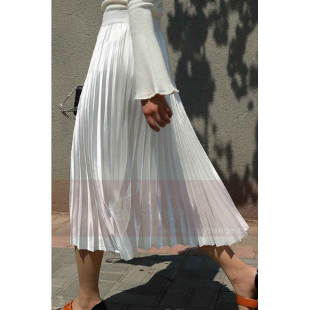 jupe blanche plisse satin fête mariage