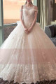 Long Train Lace Beaded Wedding Dress With Sleeves - Ref M403 - 02