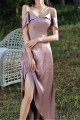 High Slit Bridesmaid Dresses Silver Pink And Straps - Ref L1203 - 05