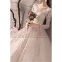 Beautiful Illusion Bodice Long Sleeve Lace Wedding Dress With Plunging Back Neckine - Ref M1910 - 05