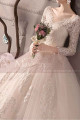 Beautiful Illusion Bodice Long Sleeve Lace Wedding Dress With Plunging Back Neckine - Ref M1910 - 05