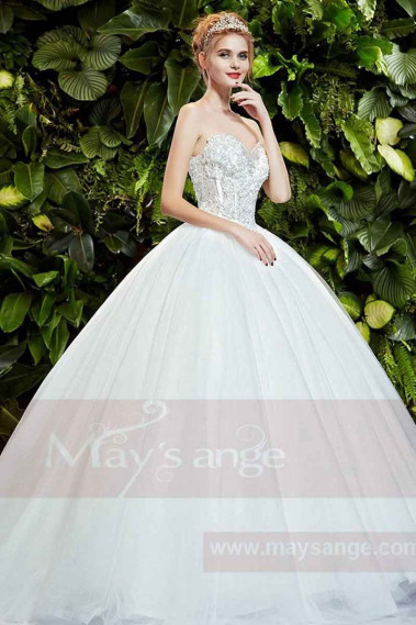 magnifique robe pour mariage bustier perle corsage - M362 #1