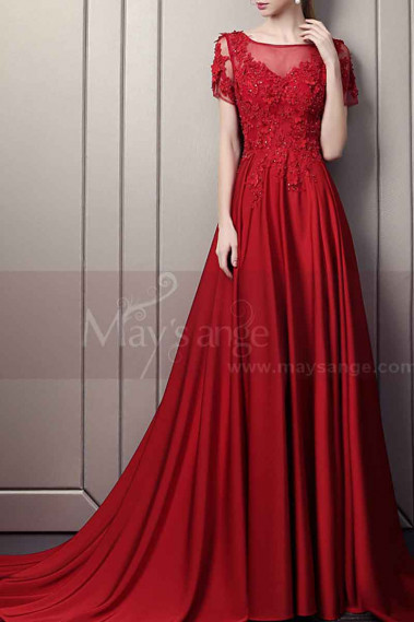 Elegant Long Ball Gown Dress With Sleeves - L1933 #1