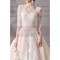 Long Sleeve Ivory Wedding Dresses With Embroidered Lace Appliqued Bodice - Ref M1909 - 05