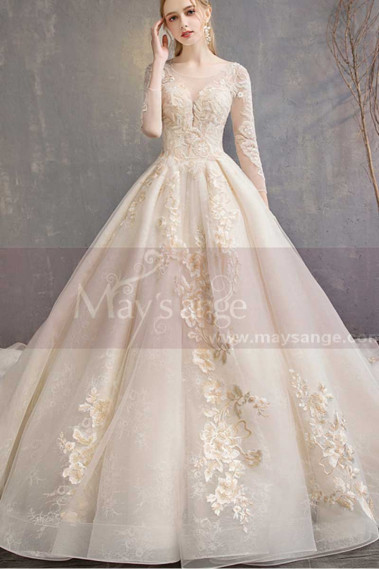 Splendid Champagne Wedding Dress For A Dream Wedding - M1901 #1