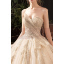Modern Ad Luxurious Ivory Golden Princess Wedding Dress With Long Train - Ref M078 - 08