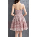 Short Spaghetti-Strap Prom Dress in Peach Beige - Ref C884 - 03