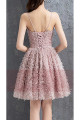 robe de cocktail vieux rose bretelle fine bustier coeur - Ref C884 - 03