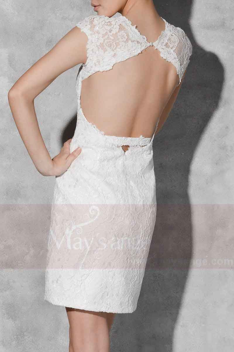 Open-Back White Lace Cocktail Dress - Ref C809 - 01