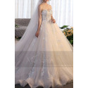 ravissante robe de mariée couleur champagne bustier dentelle et longue traîne - Ref M391 - 03