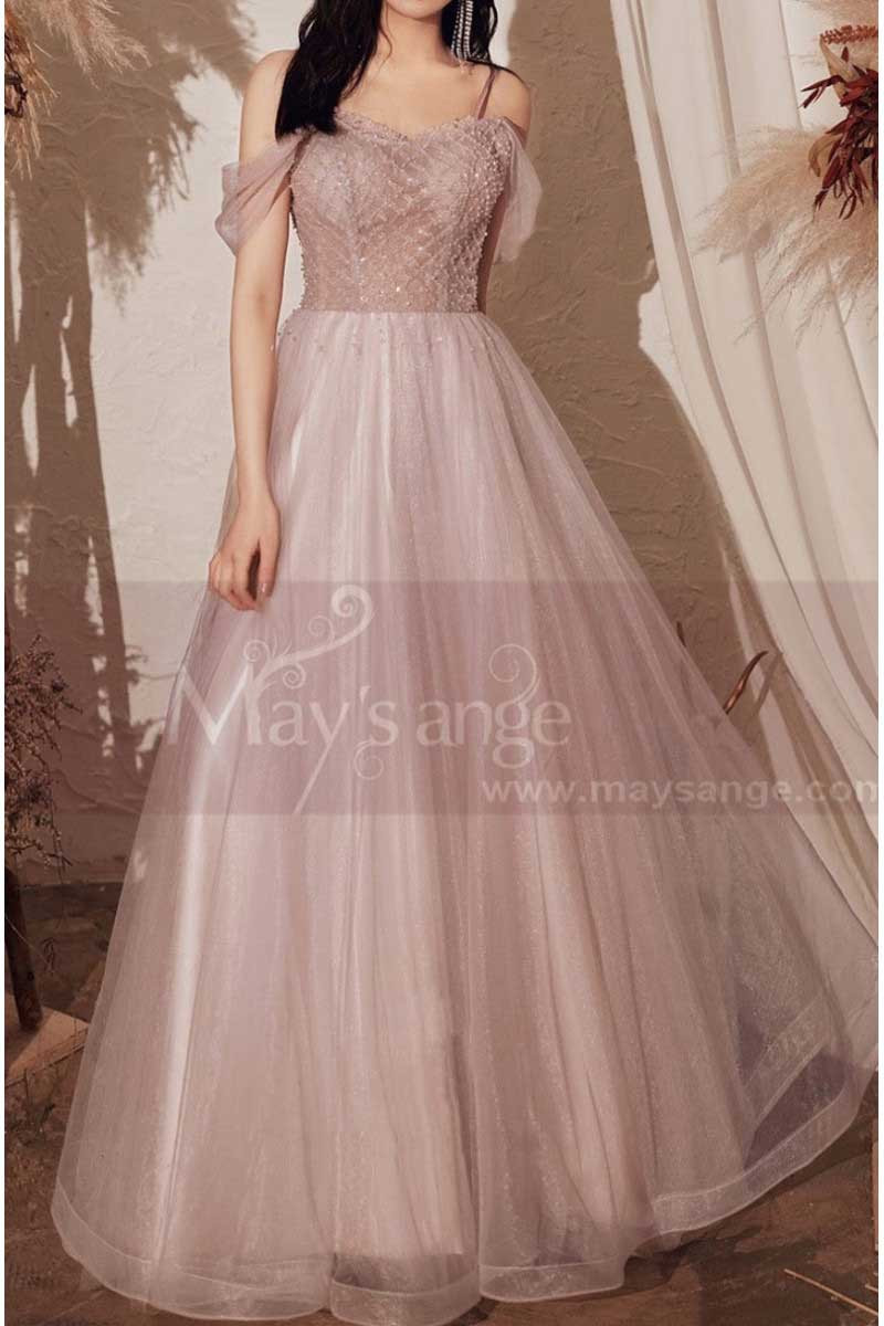 Tulle Long Elegant Dresses For Prom With Top Checkered Square Fabric Grid - Ref L2003 - 01
