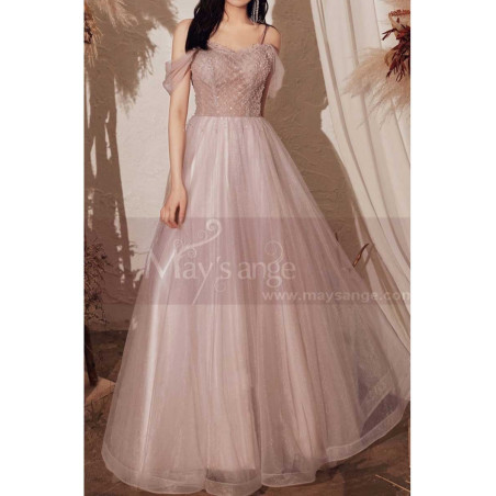Robe Soiree Pour Mariage Tulle Doux A Bretelles Fines