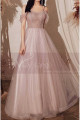 Tulle Long Elegant Dresses For Prom With Top Checkered Square Fabric Grid - Ref L2003 - 07