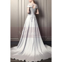 Beautiful Long Satin Silver Prom Dress With Train - Ref L1932 - 05