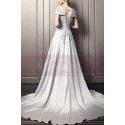 Beautiful Long Satin Silver Prom Dress With Train - Ref L1932 - 06