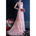 Stunning Lace Pink Bridesmaid Dresses With Beautiful Open Back And Sleeves - Ref L766 - 05