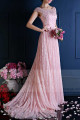 Stunning Lace Pink Bridesmaid Dresses With Beautiful Open Back And Sleeves - Ref L766 - 05