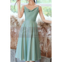 Mi-Long Satin Mint Green Short Cocktail Dresses For Weddings - Ref C1987 - 03