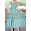 Mi-Long Satin Mint Green Short Cocktail Dresses For Weddings - Ref C1987 - 04