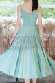 Mi-Long Satin Mint Green Short Cocktail Dresses For Weddings - Ref C1987 - 05