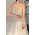 Tea Length Beautiful Beige Evening Gowns Transparent Strap - Ref L1255 - 03