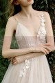 Sexy Wedding Gowns With 3D embroidery Flower And Golden Belt - Ref M1280 - 05