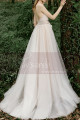 Sexy Wedding Gowns With 3D embroidery Flower And Golden Belt - Ref M1280 - 04